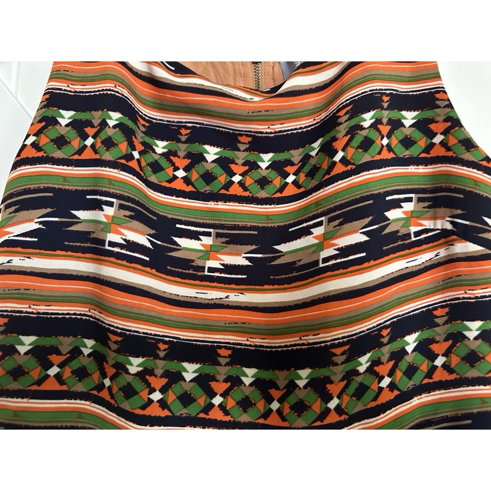 SIB Navy, Orange,Green Aztec Print,Zip Back Fit And Flair Women's Dress Size XS - Picture 2 of 5